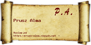 Prusz Alma névjegykártya